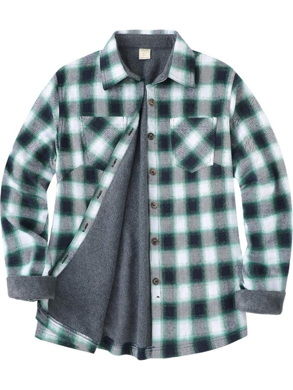 ZENTHACE Women's Thermal Fleece Lined Plaid Button Down Flannel Shirt Jacket